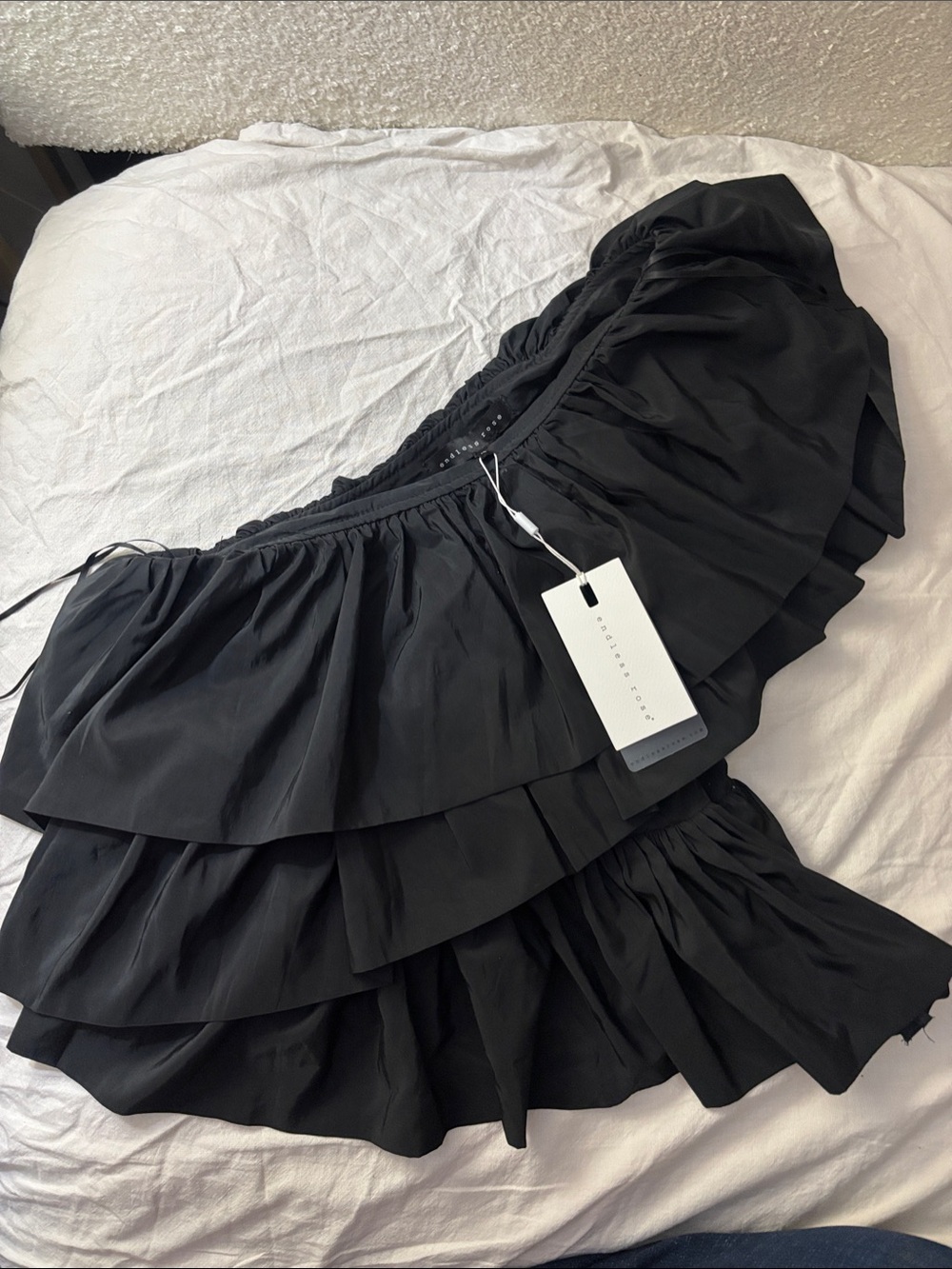 Off-Shoulder Tiered Ruffle Blouse - Black